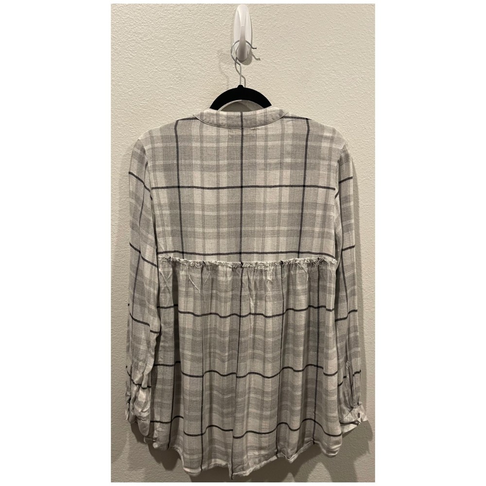 CLOTH AND STONE Stone Frayed Button Up Flannel Shirt - Picture 5 of 5